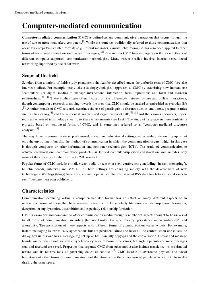 Pros And Cons Of Computer Mediated Communication Pros And Cons Of Computer Mediated Communication
